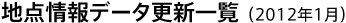 地点情報データ更新一覧(2012年1月)