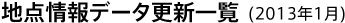 地点情報データ更新一覧(2013年1月)