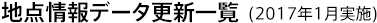 地点情報データ更新一覧(2017年1月実施)