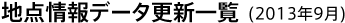 地点情報データ更新一覧(2013年9月)