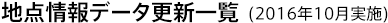 地点情報データ更新一覧(2016年10月実施)