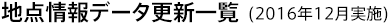 地点情報データ更新一覧(2016年12月実施)